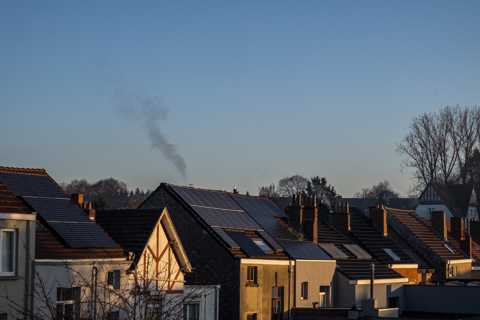 Houses with Solar Panels on Roofs